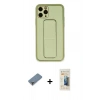 MARSİLYAN™- iPhone 11 Pro Max Kılıf Akış Doku - Siyah 6D Mat Seramik Hayalet Nano Ekran Koruyucu + Gold Metal Kamera Lens Koruma Cam