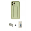 MARSİLYAN™- iPhone 11 Pro Max Kılıf Akış Doku - Siyah 6D Mat Seramik Hayalet Nano Ekran Koruyucu + Rainbow Kamera Lens Koruma Cam - GD