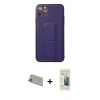 MARSİLYAN™- iPhone 11 Pro Max Kılıf Akış Doku - Siyah 6D Mat Seramik Hayalet Nano Ekran Koruyucu + Rainbow Kamera Lens Koruma Cam - GD