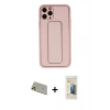 MARSİLYAN™- iPhone 11 Pro Max Kılıf Akış Doku - Siyah 6D Mat Seramik Hayalet Nano Ekran Koruyucu + Rainbow Kamera Lens Koruma Cam - GD