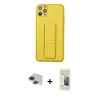 MARSİLYAN™- iPhone 11 Pro Max Kılıf Akış Doku - Siyah 6D Mat Seramik Hayalet Nano Ekran Koruyucu + Pers Alüminyum Kamera Lens - SH