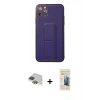 MARSİLYAN™- iPhone 11 Pro Max Kılıf Akış Doku - Siyah 6D Mat Seramik Hayalet Nano Ekran Koruyucu + Pers Alüminyum Kamera Lens - YL