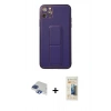 MARSİLYAN™- iPhone 11 Pro Max Kılıf Akış Doku - Siyah 6D Mat Seramik Hayalet Nano Ekran Koruyucu + Pers Alüminyum Kamera Lens - LT