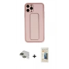 MARSİLYAN™- iPhone 11 Pro Max Kılıf Akış Doku - Siyah 6D Mat Seramik Hayalet Nano Ekran Koruyucu + Pers Alüminyum Kamera Lens - YL