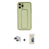 MARSİLYAN™- iPhone 11 Pro Max Kılıf Akış Doku - Siyah 6D Mat Seramik Hayalet Nano Ekran Koruyucu + Pers Alüminyum Kamera Lens - SH