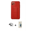 MARSİLYAN™- iPhone 11 Pro Max Kılıf Akış Doku - Siyah 6D Mat Seramik Hayalet Nano Ekran Koruyucu + Pers Alüminyum Kamera Lens - SH