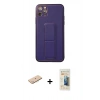 MARSİLYAN™- iPhone 11 Pro Max Kılıf Akış Doku - Siyah 6D Mat Seramik Hayalet Nano Ekran Koruyucu + Renkli Kamera Lens Koruma Cam - MI