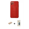 MARSİLYAN™- iPhone 11 Pro Max Kılıf Akış Doku - Siyah 6D Mat Seramik Hayalet Nano Ekran Koruyucu + Renkli Kamera Lens Koruma Cam - PE