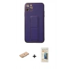 MARSİLYAN™- iPhone 11 Pro Max Kılıf Akış Doku - Siyah 6D Mat Seramik Hayalet Nano Ekran Koruyucu + Renkli Kamera Lens Koruma Cam - PE