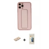 MARSİLYAN™- iPhone 11 Pro Max Kılıf Akış Doku - Siyah 6D Mat Seramik Hayalet Nano Ekran Koruyucu + Renkli Kamera Lens Koruma Cam - MI