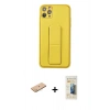 MARSİLYAN™- iPhone 11 Pro Max Kılıf Akış Doku - Siyah 6D Mat Seramik Hayalet Nano Ekran Koruyucu + Renkli Kamera Lens Koruma Cam - PE