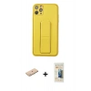 MARSİLYAN™- iPhone 11 Pro Max Kılıf Akış Doku - Siyah 6D Mat Seramik Hayalet Nano Ekran Koruyucu + Renkli Kamera Lens Koruma Cam - MI