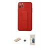 MARSİLYAN™- iPhone 11 Pro Max Kılıf Akış Doku - Siyah 6D Mat Seramik Hayalet Nano Ekran Koruyucu + Renkli Kamera Lens Koruma Cam - MI
