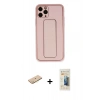 MARSİLYAN™- iPhone 11 Pro Max Kılıf Akış Doku - Siyah 6D Mat Seramik Hayalet Nano Ekran Koruyucu + Renkli Kamera Lens Koruma Cam - SI