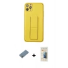 MARSİLYAN™- iPhone 11 Pro Max Kılıf Akış Doku - Siyah 6D Mat Seramik Hayalet Nano Ekran Koruyucu + Shine Kamera Lens Koruma Cam - GS