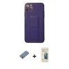MARSİLYAN™- iPhone 11 Pro Max Kılıf Akış Doku - Siyah 6D Mat Seramik Hayalet Nano Ekran Koruyucu + Shine Kamera Lens Koruma Cam - GS