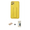 MARSİLYAN™- iPhone 11 Pro Max Kılıf Akış Doku - Siyah 6D Mat Seramik Hayalet Nano Ekran Koruyucu + Renkli Kamera Lens Koruma Cam - TU