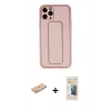 MARSİLYAN™- iPhone 11 Pro Max Kılıf Akış Doku - Siyah 6D Mat Seramik Hayalet Nano Ekran Koruyucu + Renkli Kamera Lens Koruma Cam - TU