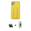 MARSİLYAN™- iPhone 11 Pro Max Kılıf Akış Doku - Siyah Bilvis Hayalet Cam Ekran Koruyucu + Kamera Lens Koruma Cam - SF