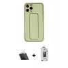 MARSİLYAN™- iPhone 11 Pro Max Kılıf Akış Doku - Siyah Bilvis Hayalet Cam Ekran Koruyucu + Kamera Lens Koruma Cam - SF
