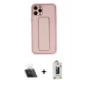 MARSİLYAN™- iPhone 11 Pro Max Kılıf Akış Doku - Siyah Bilvis Hayalet Cam Ekran Koruyucu + Kamera Lens Koruma Cam - SF