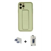 MARSİLYAN™- iPhone 11 Pro Max Kılıf Akış Doku - Siyah Bilvis Hayalet Cam Ekran Koruyucu + Pers Alüminyum Kamera Lens - LT