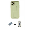MARSİLYAN™- iPhone 11 Pro Max Kılıf Akış Doku - Siyah Bilvis Hayalet Cam Ekran Koruyucu + Metal Kamera Lens Koruma Cam - MR
