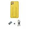 MARSİLYAN™- iPhone 11 Pro Max Kılıf Akış Doku - Siyah Bilvis Hayalet Cam Ekran Koruyucu + Metal Kamera Lens Koruma Cam - SH
