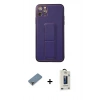 MARSİLYAN™- iPhone 11 Pro Max Kılıf Akış Doku - Siyah Bilvis Hayalet Cam Ekran Koruyucu + Metal Kamera Lens Koruma Cam - MR