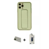 MARSİLYAN™- iPhone 11 Pro Max Kılıf Akış Doku - Siyah Bilvis Hayalet Cam Ekran Koruyucu + Rainbow Kamera Lens Koruma Cam - YL