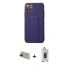 MARSİLYAN™- iPhone 11 Pro Max Kılıf Akış Doku - Siyah Bilvis Hayalet Cam Ekran Koruyucu + Rainbow Kamera Lens Koruma Cam - YL