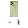 MARSİLYAN™- iPhone 11 Pro Max Kılıf Akış Doku - Siyah Bilvis Hayalet Cam Ekran Koruyucu + Renkli Kamera Lens Koruma Cam - MI
