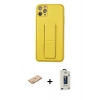 MARSİLYAN™- iPhone 11 Pro Max Kılıf Akış Doku - Siyah Bilvis Hayalet Cam Ekran Koruyucu + Renkli Kamera Lens Koruma Cam - TU