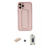 MARSİLYAN™- iPhone 11 Pro Max Kılıf Akış Doku - Siyah Bilvis Hayalet Cam Ekran Koruyucu + Renkli Kamera Lens Koruma Cam - MI