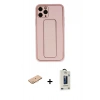 MARSİLYAN™- iPhone 11 Pro Max Kılıf Akış Doku - Siyah Bilvis Hayalet Cam Ekran Koruyucu + Renkli Kamera Lens Koruma Cam - TU