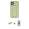 MARSİLYAN™- iPhone 11 Pro Max Kılıf Akış Doku - Siyah Bilvis Hayalet Cam Ekran Koruyucu + Renkli Kamera Lens Koruma Cam - TU