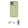 MARSİLYAN™- iPhone 11 Pro Max Kılıf Akış Doku - Siyah Bilvis Hayalet Cam Ekran Koruyucu + Renkli Kamera Lens Koruma Cam - SI