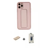 MARSİLYAN™- iPhone 11 Pro Max Kılıf Akış Doku - Siyah Bilvis Hayalet Cam Ekran Koruyucu + Renkli Kamera Lens Koruma Cam - SI