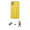 MARSİLYAN™- iPhone 11 Pro Max Kılıf Akış Doku - Siyah Bilvis Hayalet Cam Ekran Koruyucu + Shine Kamera Lens Koruma Cam - GD