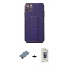 MARSİLYAN™- iPhone 11 Pro Max Kılıf Akış Doku - Siyah Bilvis Hayalet Cam Ekran Koruyucu + Shine Kamera Lens Koruma Cam - GI