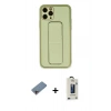 MARSİLYAN™- iPhone 11 Pro Max Kılıf Akış Doku - Siyah Bilvis Hayalet Cam Ekran Koruyucu + Shine Kamera Lens Koruma Cam - PE