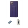MARSİLYAN™- iPhone 11 Pro Max Kılıf Akış Doku - Siyah Bilvis Hayalet Cam Ekran Koruyucu + Shine Kamera Lens Koruma Cam - SABE