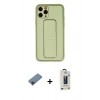 MARSİLYAN™- iPhone 11 Pro Max Kılıf Akış Doku - Siyah Bilvis Hayalet Cam Ekran Koruyucu + Shine Kamera Lens Koruma Cam - SH