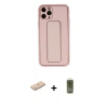 MARSİLYAN™- iPhone 11 Pro Max Kılıf Akış Doku - Siyah Joko Magic 5D Hayalet Cam + Mavi Renkli Kamera Lens Koruma Cam