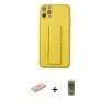 MARSİLYAN™- iPhone 11 Pro Max Kılıf Akış Doku - Siyah Joko Magic 5D Hayalet Cam + Mavi Renkli Kamera Lens Koruma Cam