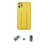 MARSİLYAN™- iPhone 11 Pro Max Kılıf Akış Doku - Siyah Joko Magic 5D Hayalet Cam + Metal Kamera Lens Koruma Cam - SH