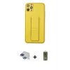 MARSİLYAN™- iPhone 11 Pro Max Kılıf Akış Doku - Siyah Joko Magic 5D Hayalet Cam + Pers Alüminyum Kamera Lens - LT