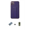 MARSİLYAN™- iPhone 11 Pro Max Kılıf Akış Doku - Siyah Joko Magic 5D Hayalet Cam + Sierra Blue Shine Kamera Lens Koruma Cam