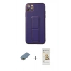 MARSİLYAN™- iPhone 11 Pro Max Kılıf Akış Doku - Siyah Mat Seramik Nano Ekran Koruyucu + Shine Kamera Lens Koruma Cam - GD