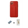 MARSİLYAN™- iPhone 11 Pro Max Kılıf Akış Doku - Siyah Mat Seramik Nano Ekran Koruyucu + Gümüş Metal Kamera Lens Koruma Cam